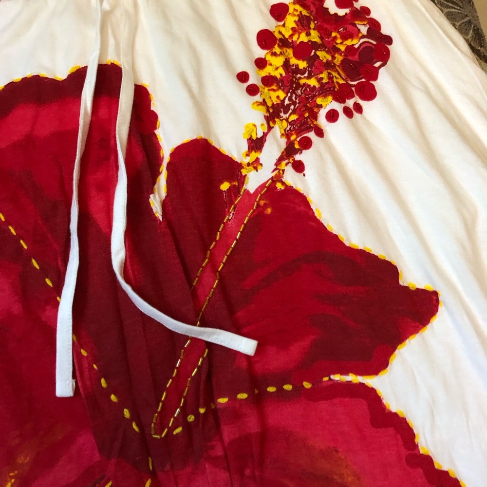 Desigual Red and White Floral Garment